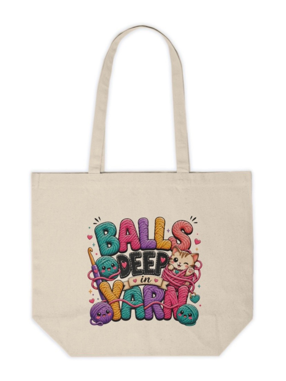 Balls Deep in Yarn Funny Crochet Knitting Canvas Tote Bag